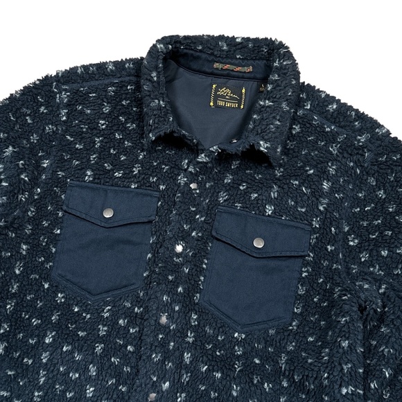 LL Bean x Todd Snyder Hi Pile Sherpa Fleece Birdseye Blue Shacket Mens Large - Picture 3 of 12